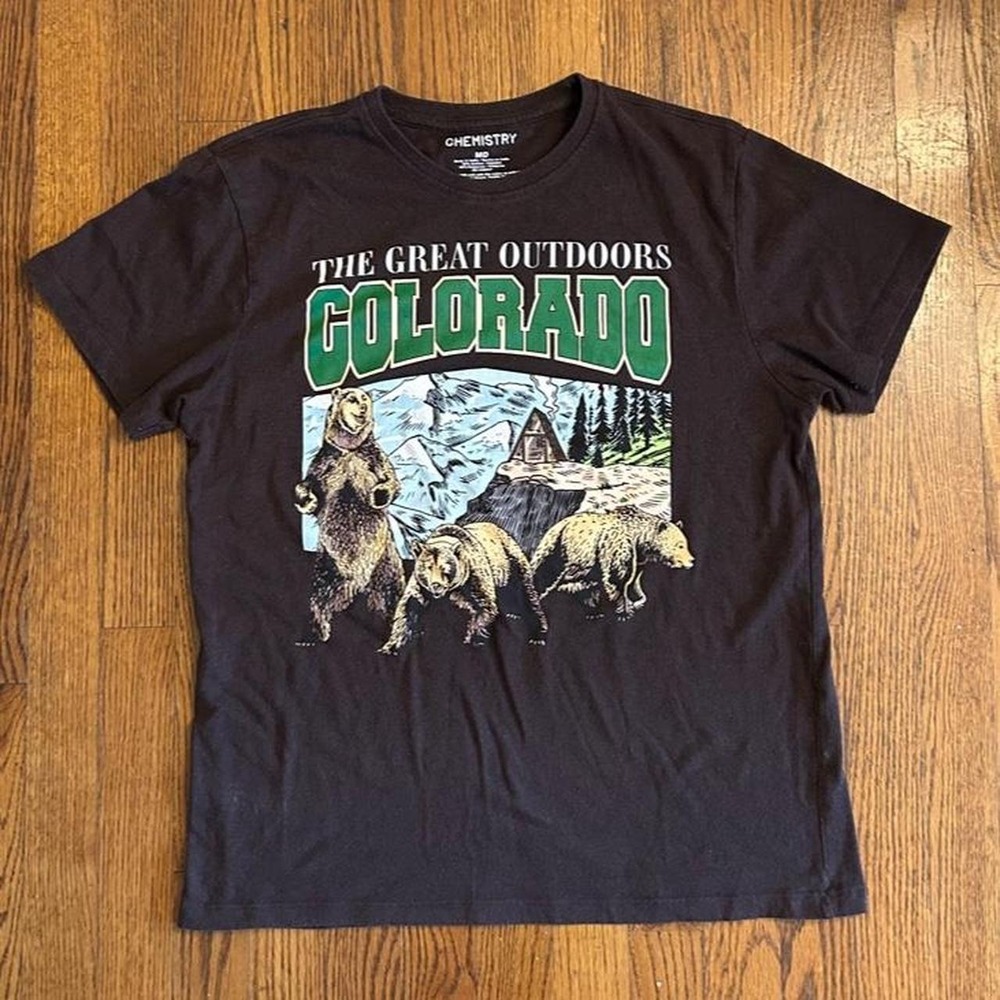 Chemistry Mens Colorado Great Outdoors Bear Graphic Tee Brown Size M